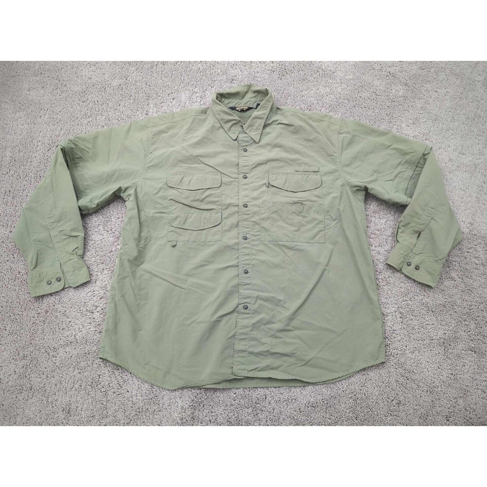 Guide Gear‎ Button Up Shirt Mens 2XL Green Pockets Fishing Outdoors